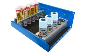 Porte-bombes aérosol et porte-cartouches de silicone pour rayonnages
