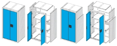 armoires disponibles dans la version avec un dos droit ou façonné en escalier.