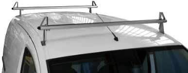Deux barres porte-bagages en aluminium et inox sur toit du Fiorino